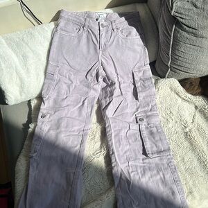 lilac purple wide leg cargo jeans